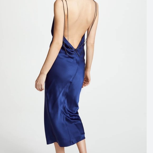 Vatanika Royal Blue Draped Backless Slip Dress Size 8 - Picture 2 of 8